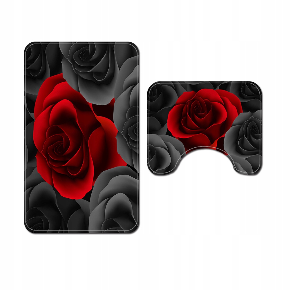 Kúpelňová predložka - 2 PCS Kúpeľňa koberec červený kvet 50x80