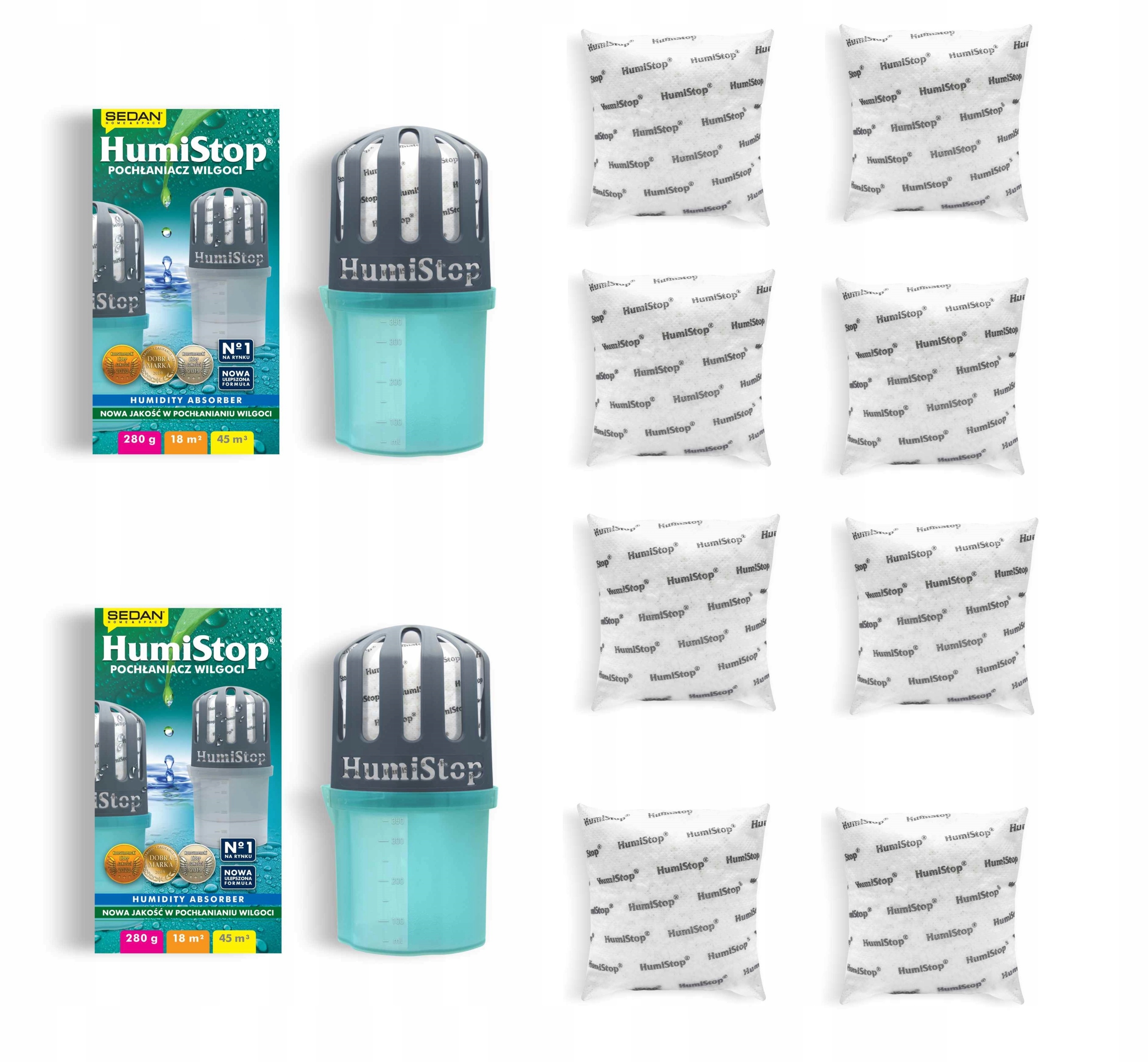 Pohlčovač vlhkosti - 2x absorbér vlhkosti Humistop + 8x kaziet