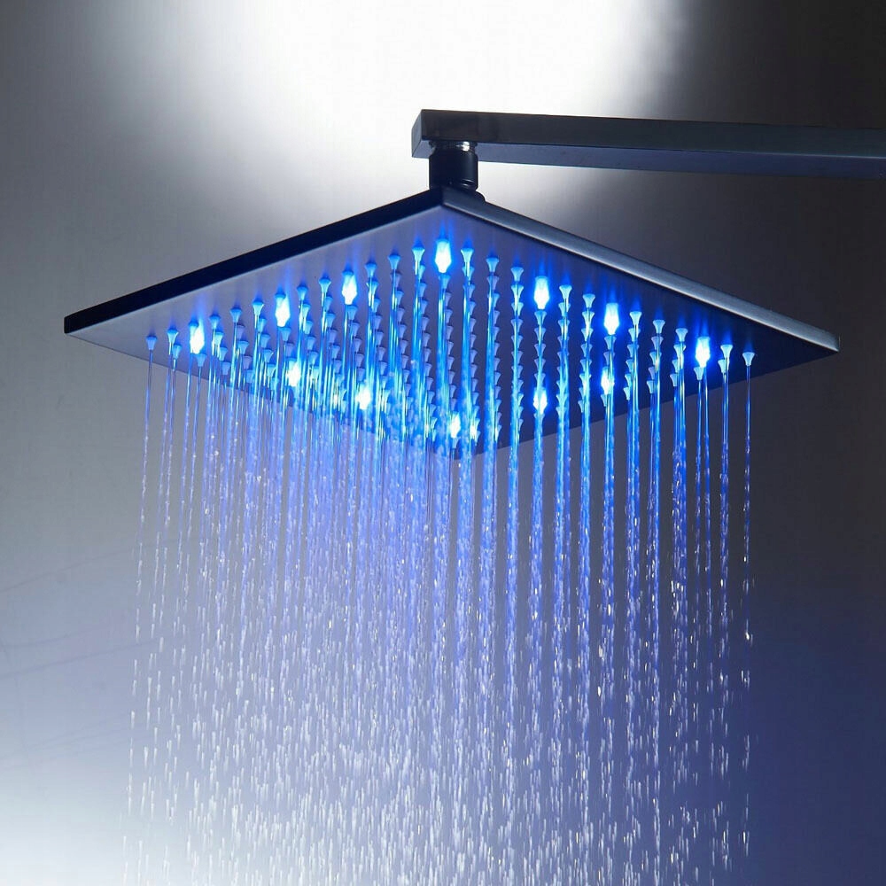 Sprchový panel - 40x40 cm čierna LED sprchová hlava vyrobená z ocele