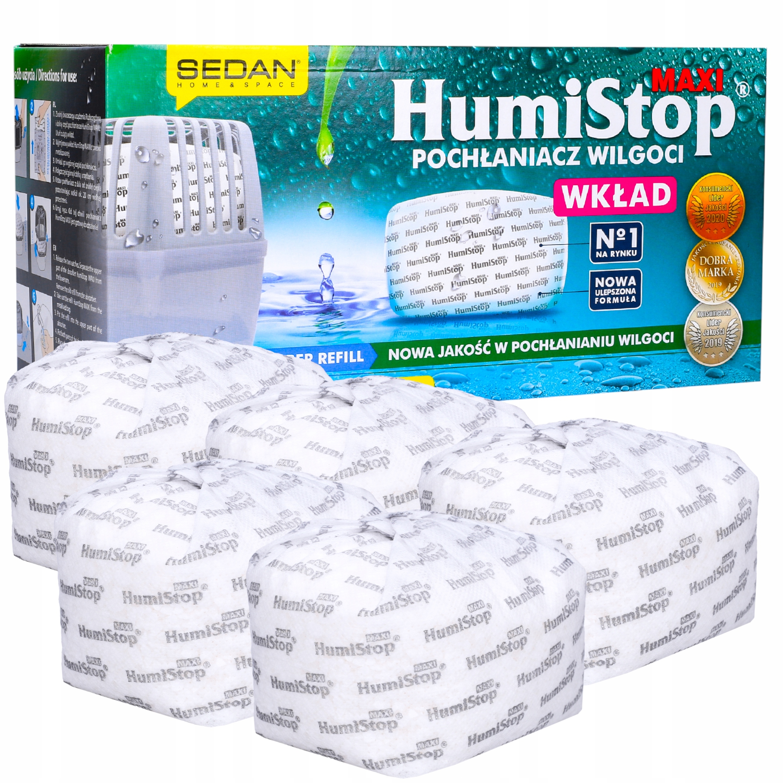 Pohlčovač vlhkosti - 5 x Vložka absorbéra vlhkosti Humistop Maxi
