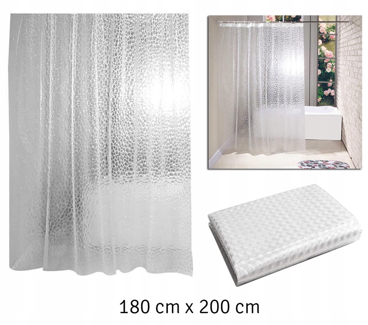 Sprchový záves - Vodotesná sprchová záves AG655A 3d 180x200