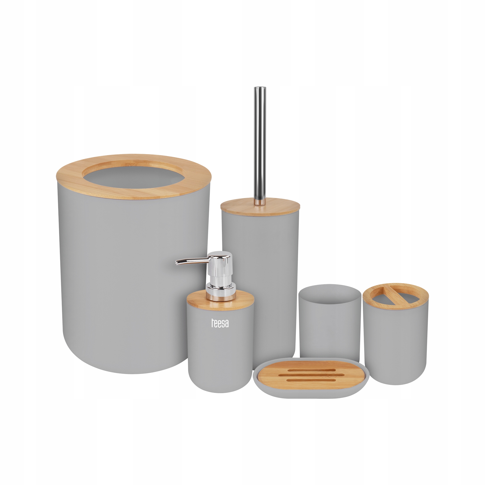 Kúpeľňová sada - Kúpeľňové doplnky Teesa Steel Bamboo Basket 6L