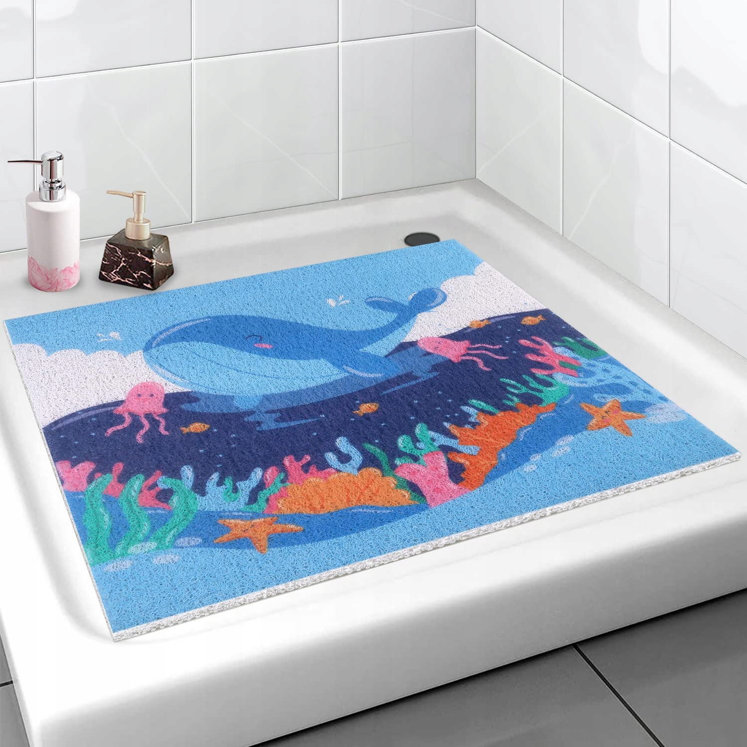 Vaňa - Non -slip Mate pre sprchu 60x60 cm veľryba