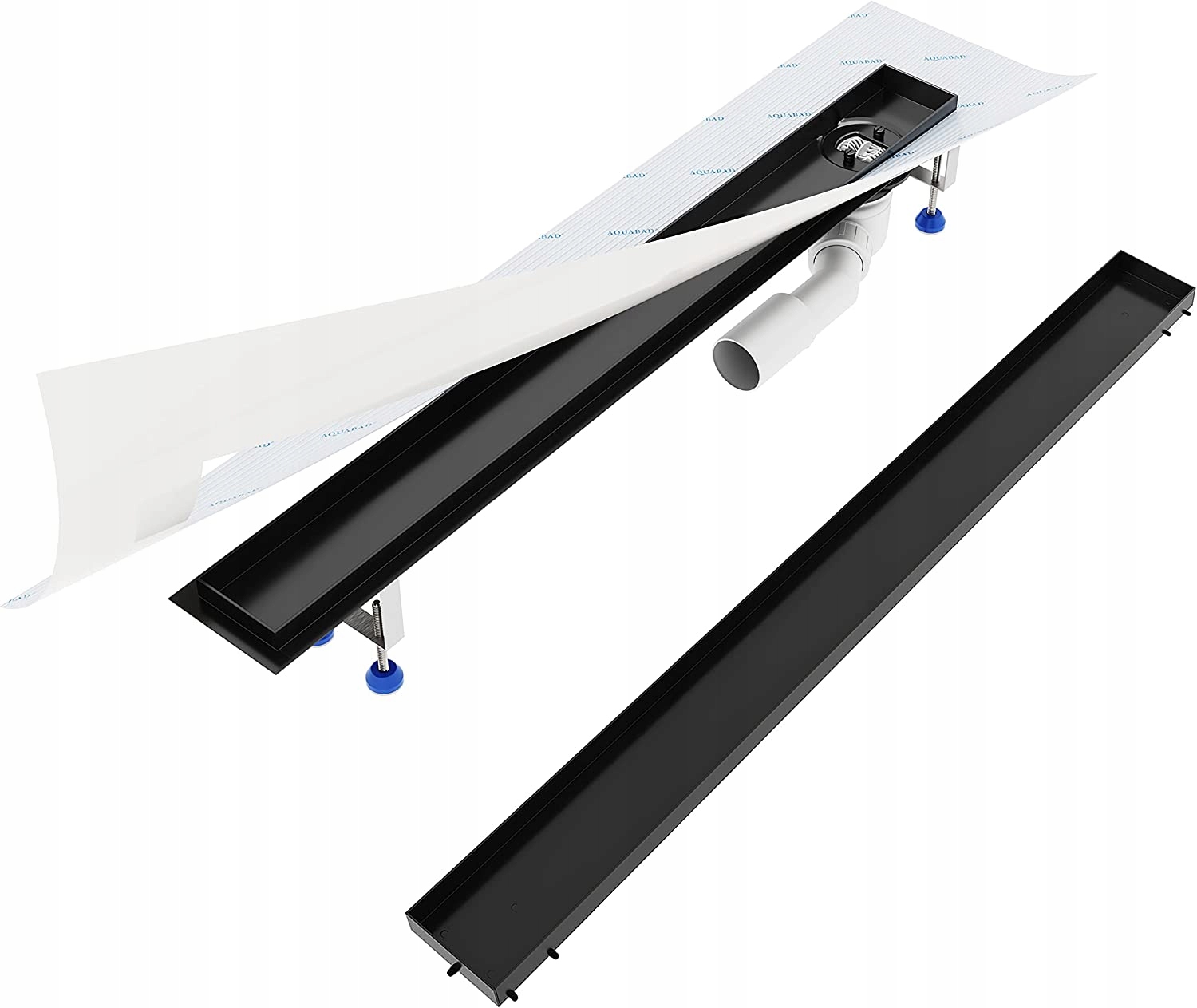 Sprchový žľab odtok - Aquabad Čierna bočná schody 70 cm pod tanierom