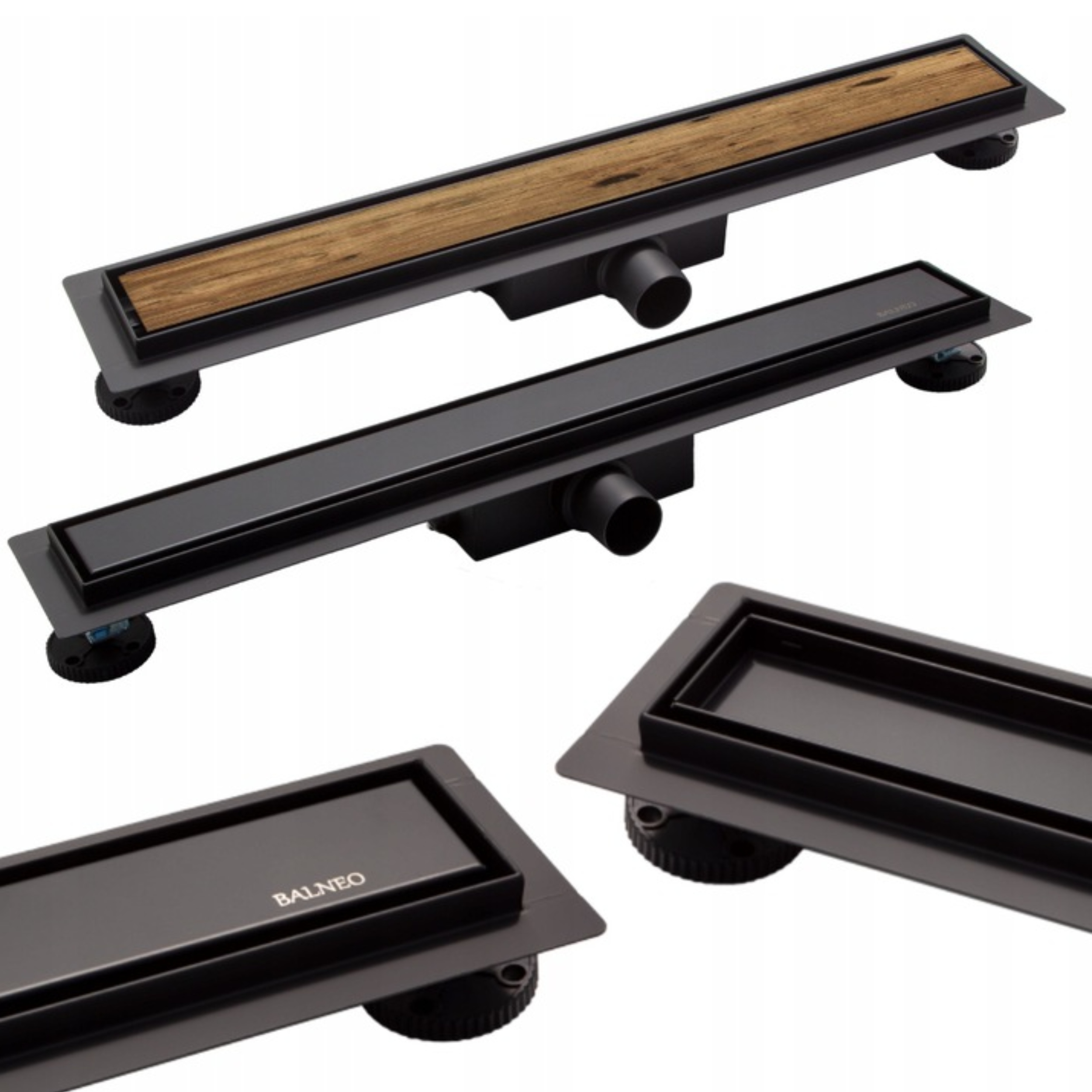 Sprchový žľab odtok - Balneo Black Linear Drum 80 cm hlboký sedimentár