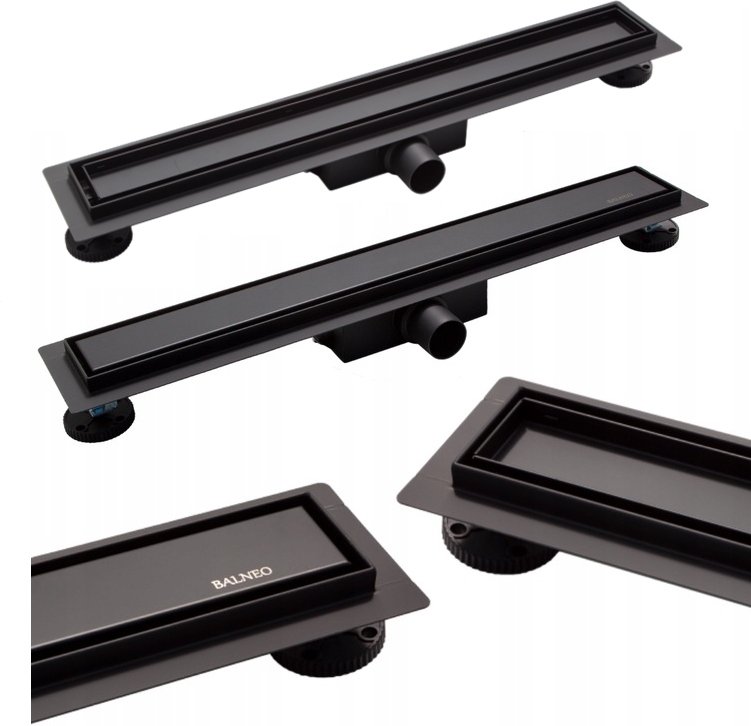 Sprchový žľab odtok - BALNEO BLACK LINEAR DRAIN 90 cm hlboký osadník