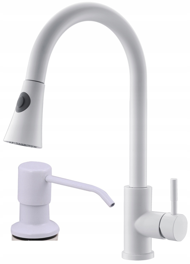 Kuchynské batérie - Kuchynský faucet had biely biely + dávkovač