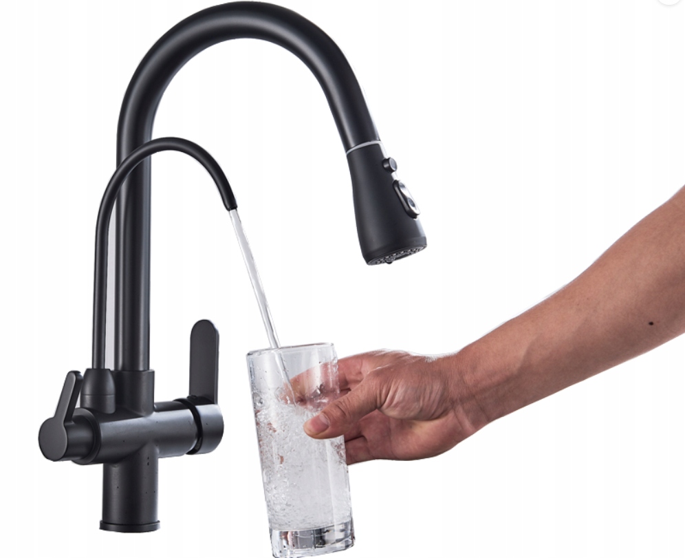 Kuchynské batérie - Kuchynský faucet Spring Black Pull -out výtok