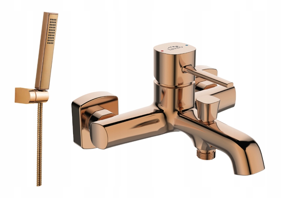 Vaňová batéria - Bath Mixer Pink Gold + Point Set