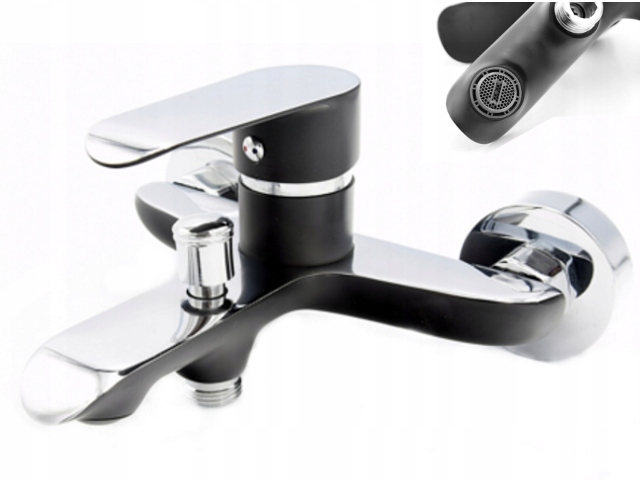 Vaňová batéria - Vaňová batéria WALL ALEA WHITE BLACK CHROME