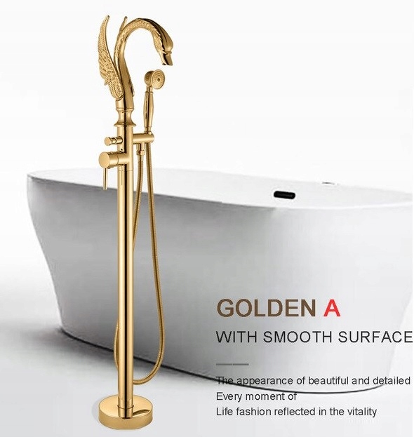 Vaňová batéria - Voľne stojaca vaňa Floor Swan Gold