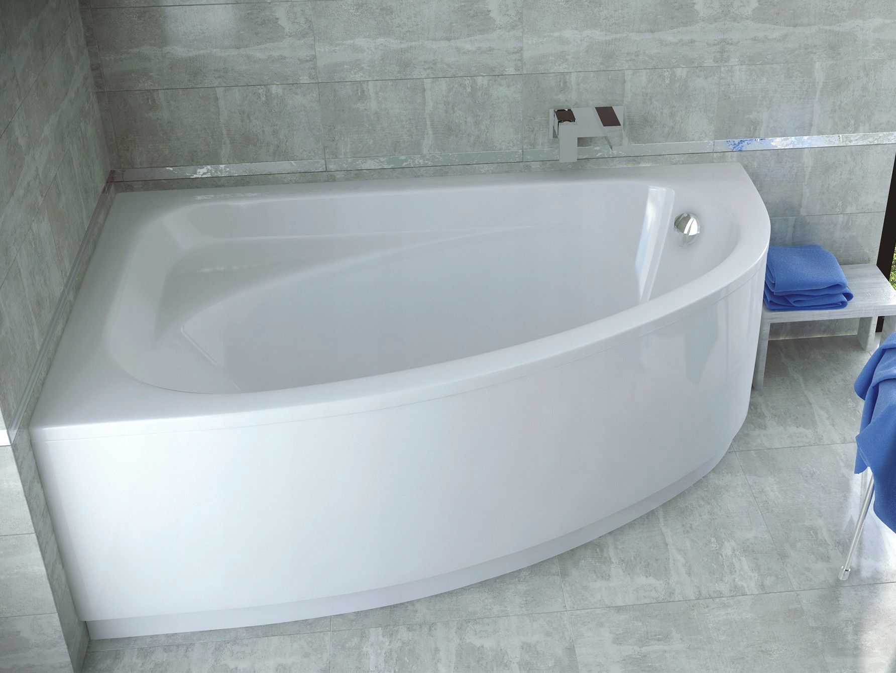 Vaňa - Besco Cornea chce Akry asym 150x100cm vľavo+sifón