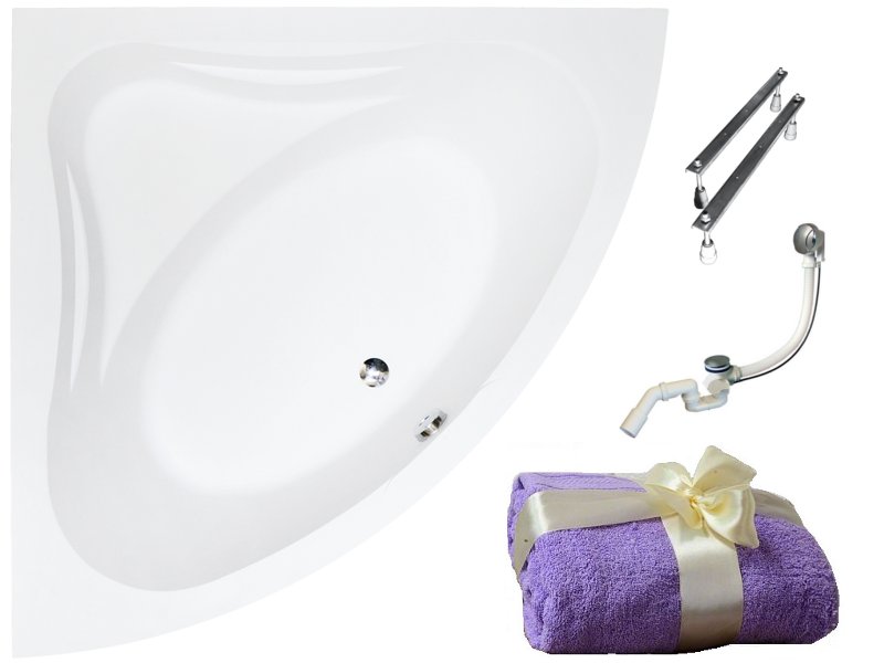 Vaňa - Besco Mia Corner Bath Akryl 140x140 Sifónové nohy