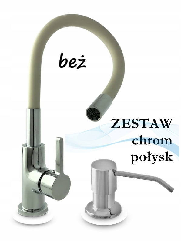 Kuchynské batérie - Kuchynská batéria béžová flexibilná + chrómový dávkovač
