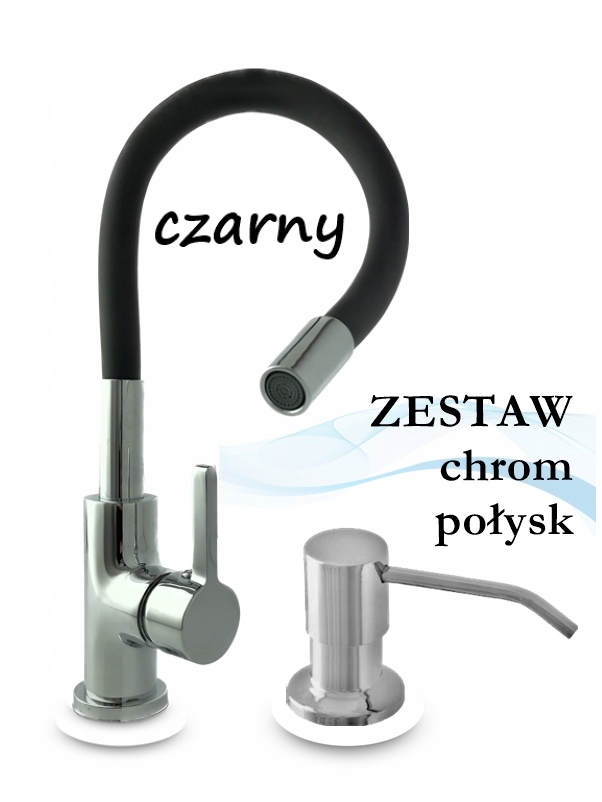 Kuchynské batérie - Čierna kuchynská batéria flexibilná + chrepenzér