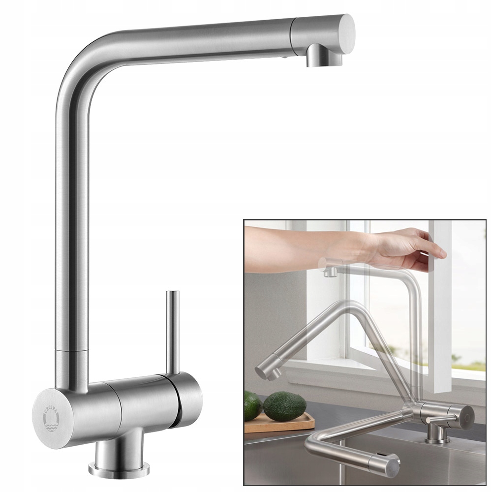 Kuchynské batérie - Skladací kohútik Kuchynský kohútik 360 °+90 ° Inox 70 mm