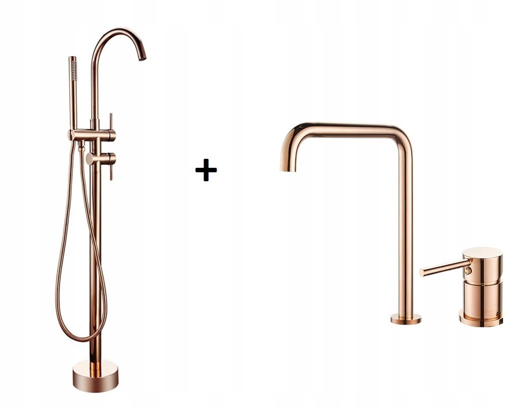 Vaňová batéria - Vaňa + Basin Quaro Rose Gold Požiar