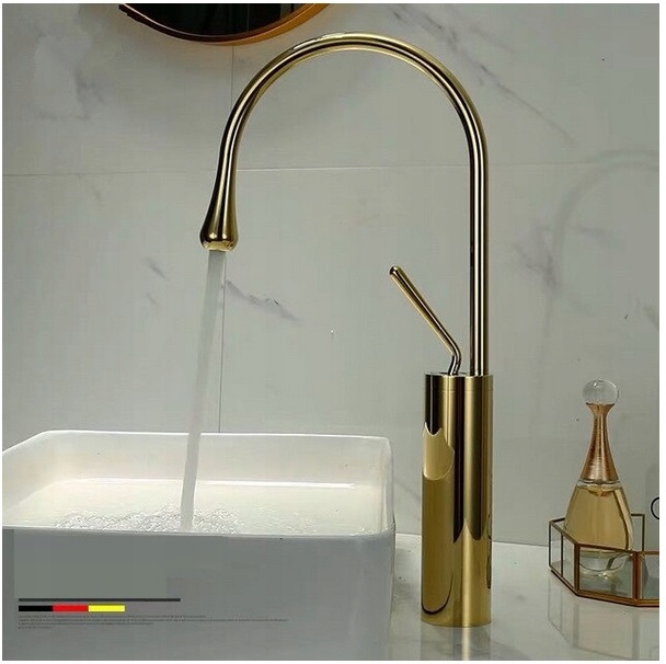Umyvadlová batéria - Zlatá leštená umývadlová batéria Aqua Drop