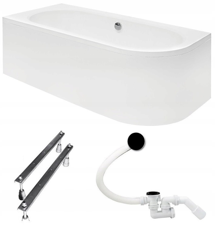 Vaňa - Besco Avita ľavá vaňa 160x75 + bývanie + čierny sifón