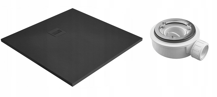 Sprchová vanička - Kyntos C Anthracite Paddling Pool a SIPHON 90X90 RADAWAY