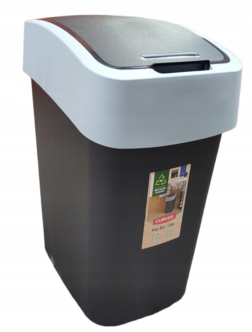 Odpadkový kôš do kúpelne - Curver Flip Bin 25L odpadky kôš čierna čierna
