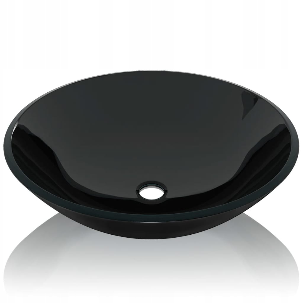 Umývadlo - Black guľatá umývadlá z tvrdeného skla 42 cm