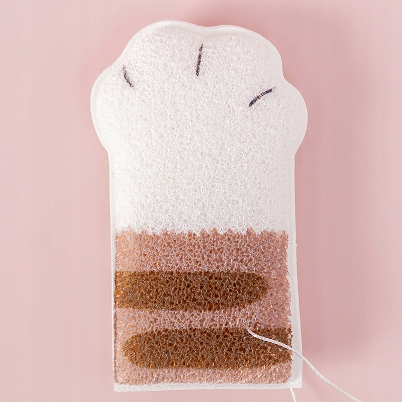 Sprchová tyč - Roztomilá mačka labka s kúpeľňou špongia vaňou bavlnená sponge tvár c