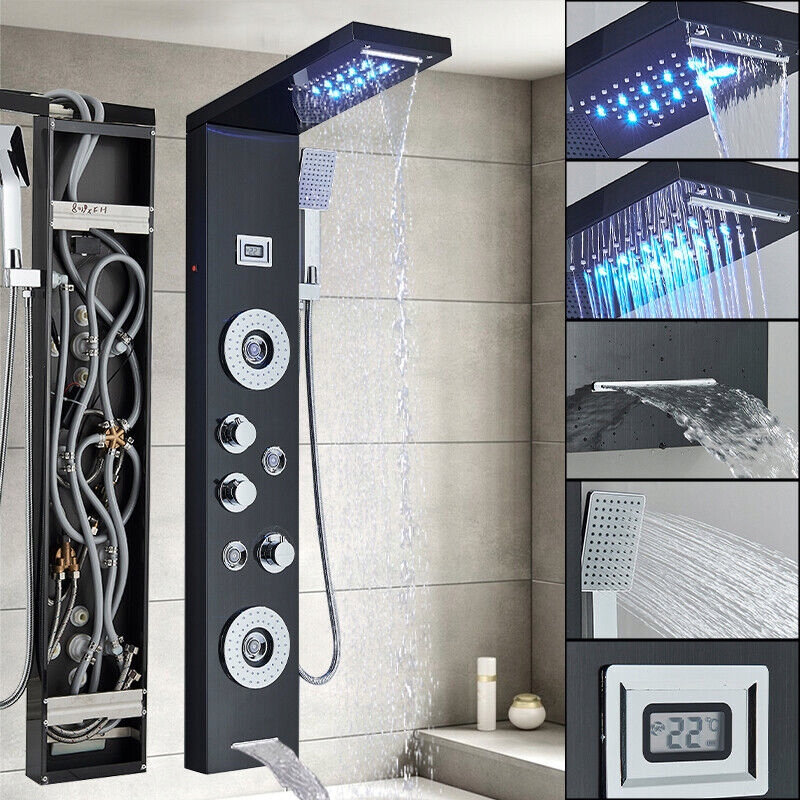 Sprchový panel - Sprchovací stĺp LED sprchy Black
