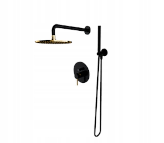 Vodovodné batérie - Pláštenka 25 cm s vaňou batérie black / gold
