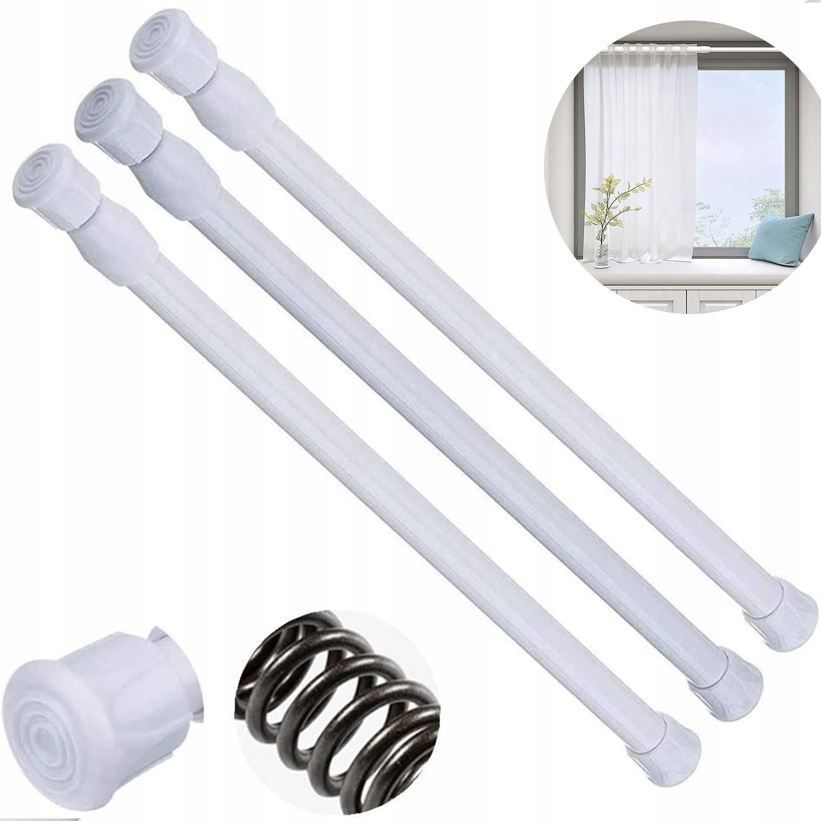 Sprchová tyč - Drum pre posuvné odevy na záclonu 40 - 70 cm 3 ks