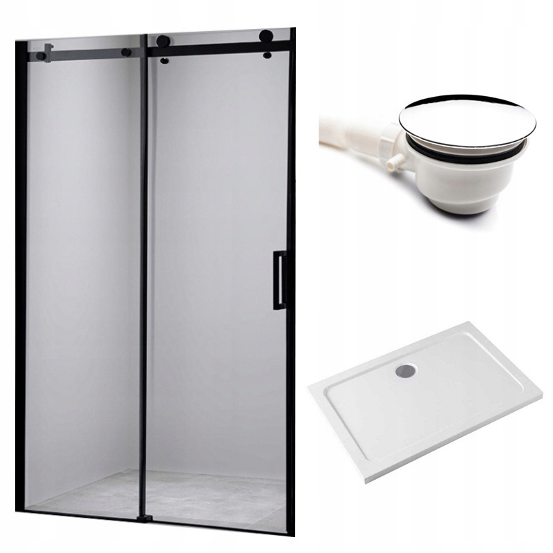 Sprchové dvere95-100 Black+ST03A ST03A Sprchový podnos