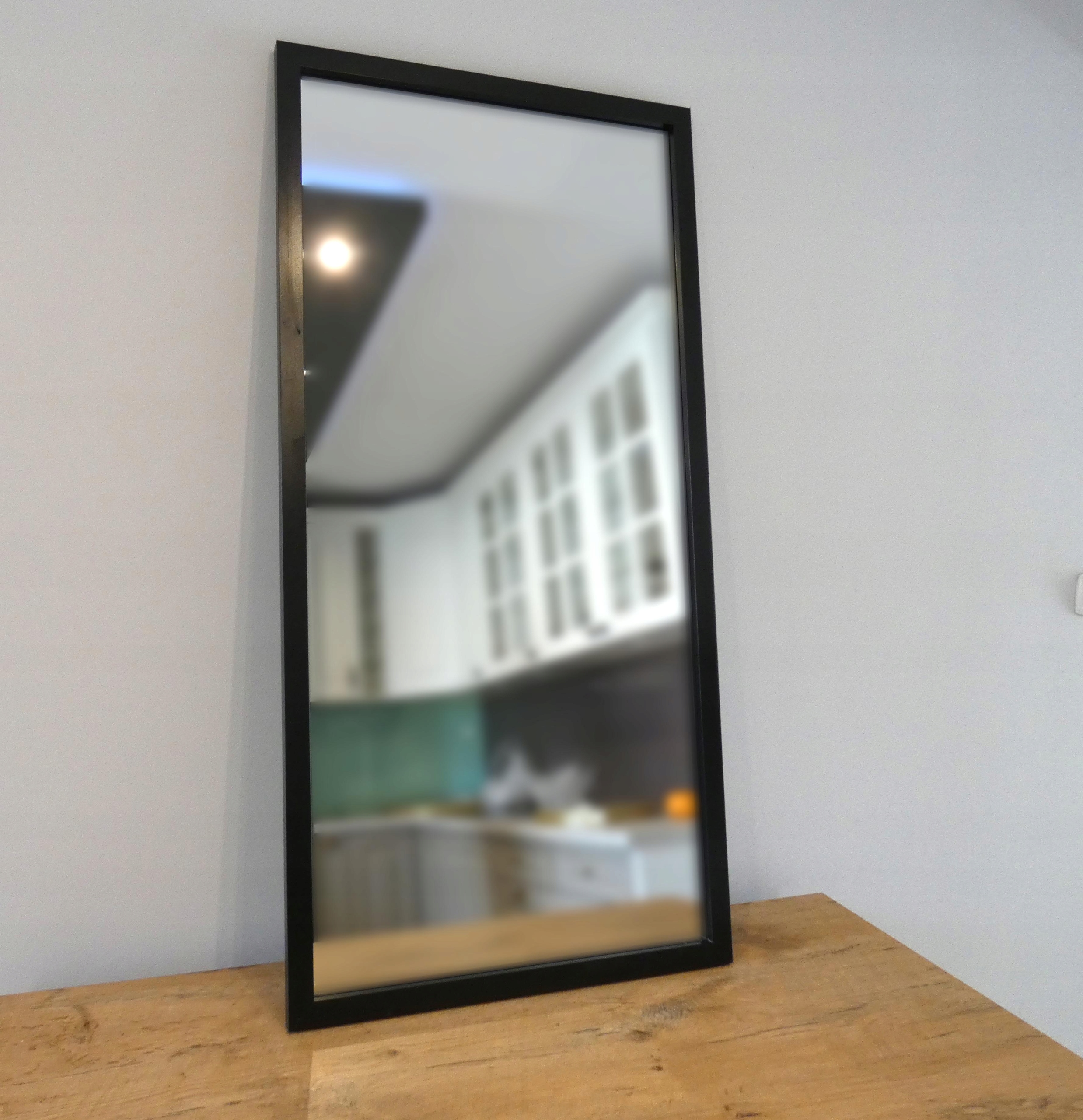 Veľké zrkadlo úzky čierny rám 3cm MDF 110x50