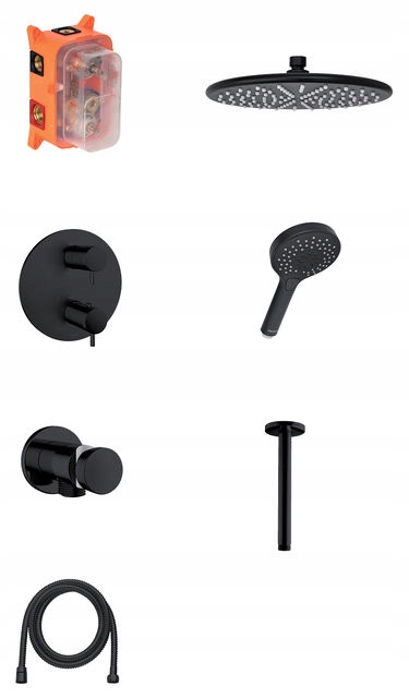 Flush -Mountovaný čierny výtokový vodopádový box