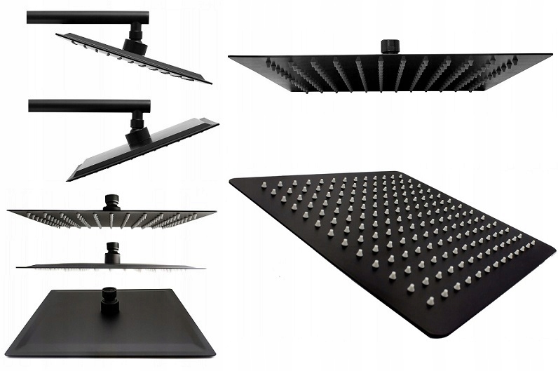 Slim Rain Shower - 25x25 cm čierna mata Black Stal