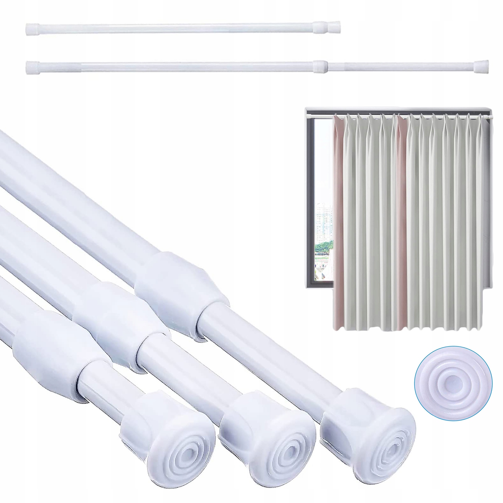 Sprchová tyč - Drumová teleskopická opona tyče 3 ks 40-70 cm