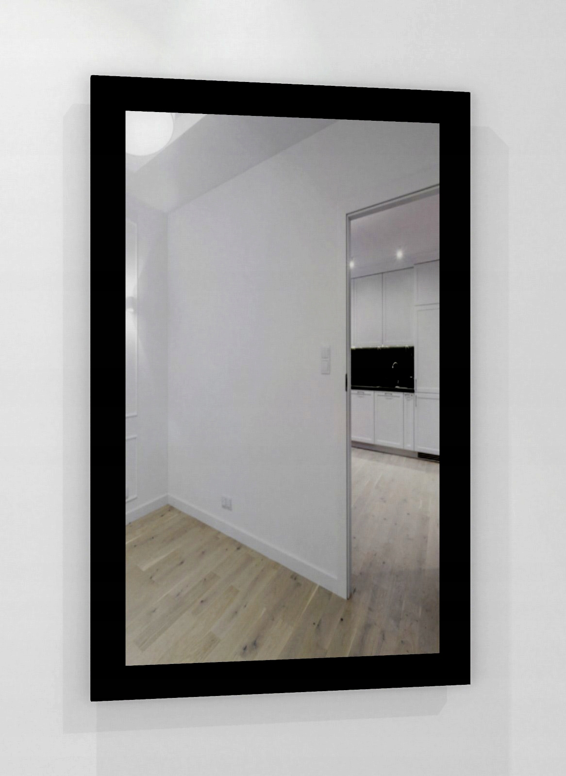 Veľké zrkadlo v čiernom ráme 6 cm MDF 110x70 cm
