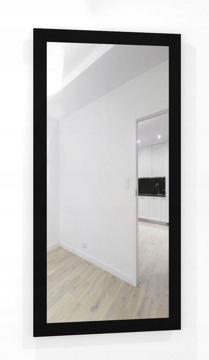 Veľké zrkadlo v čiernom ráme 6 cm MDF 140x70 cm