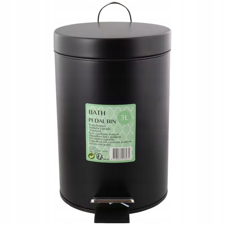 Odpadkový kôš do kúpelne - Elegantný pedálový kôš - 3 litre čierne