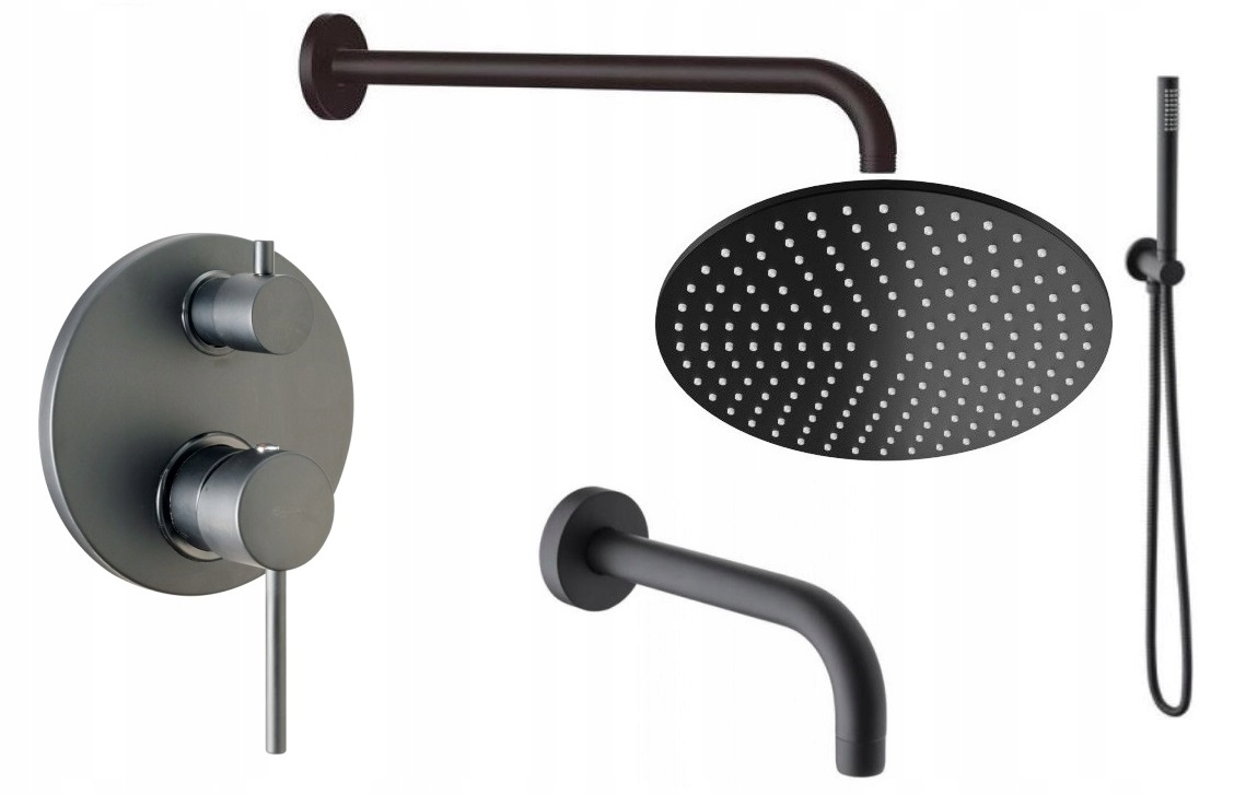 Podomietková batéria - Emmevi Piper Bathtone Bathtone Set Black Mat