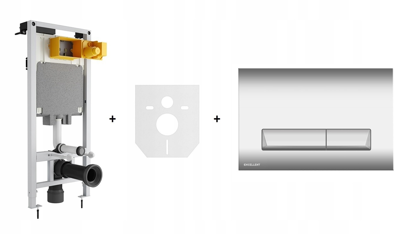 Podomietkový WC modul -  Vynikajúci rámec Shiro WC+tlačidlo Platto Chrome