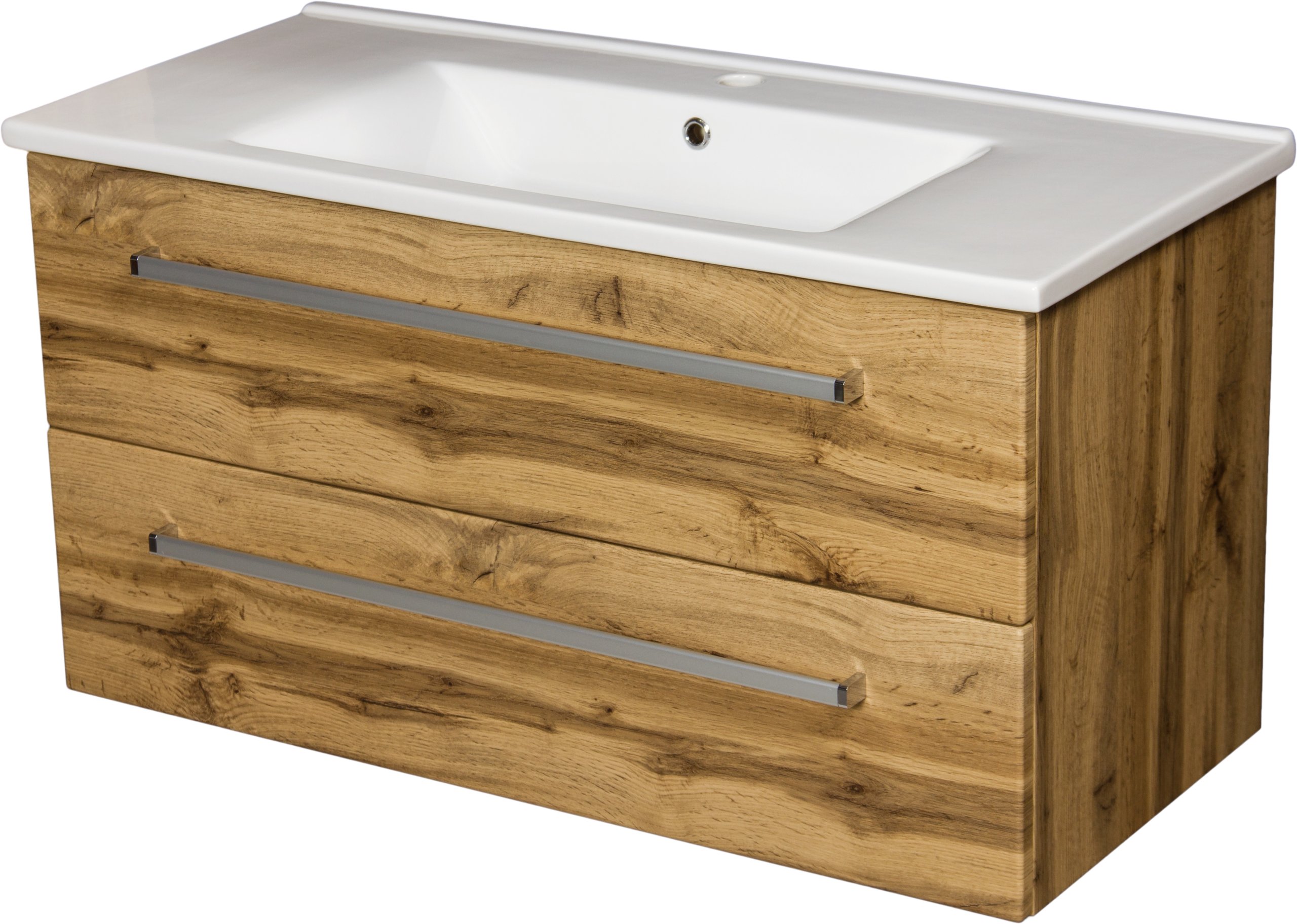 Kúpelňová skrinka - FOCUS CERAMIC prírodné Eiche umývadlo kabinet +100