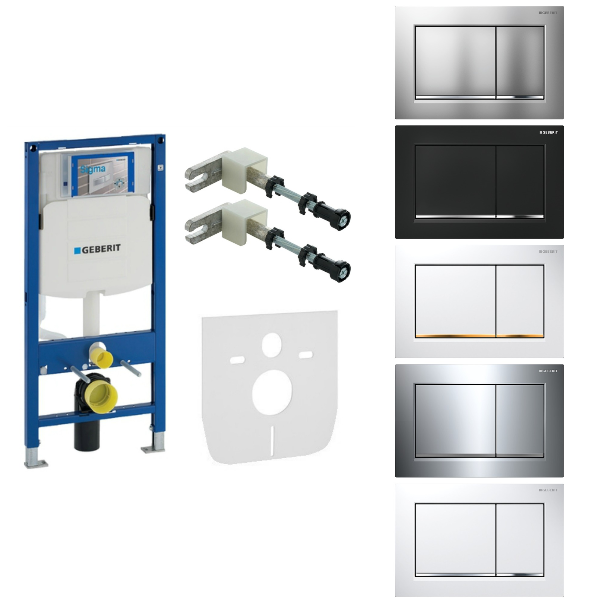 Podomietkový WC modul -  Set 6v1 Slim 9cm Rám WC pod omietku Čierny