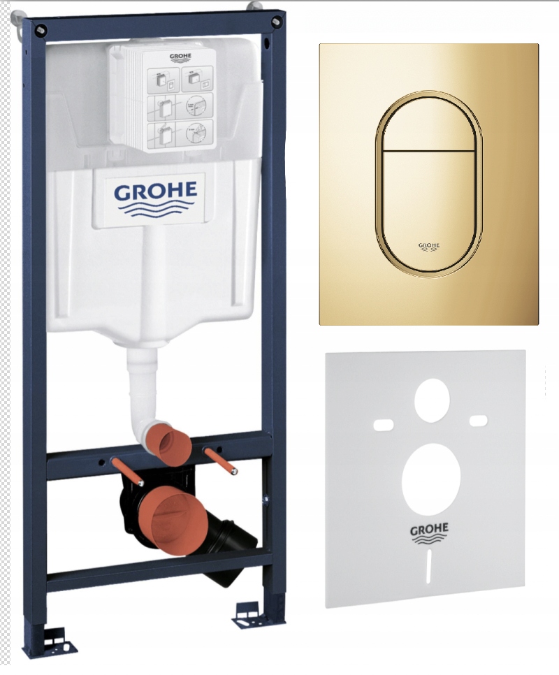 Splachovacie WC tlačítko -  Grohe Solido SL 4W1 toaletný rám s AR gombíkom