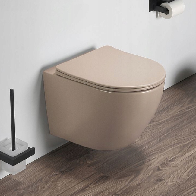 WC misa - Galatea Design Bowl zavesenie toalety s béžovou rohožou