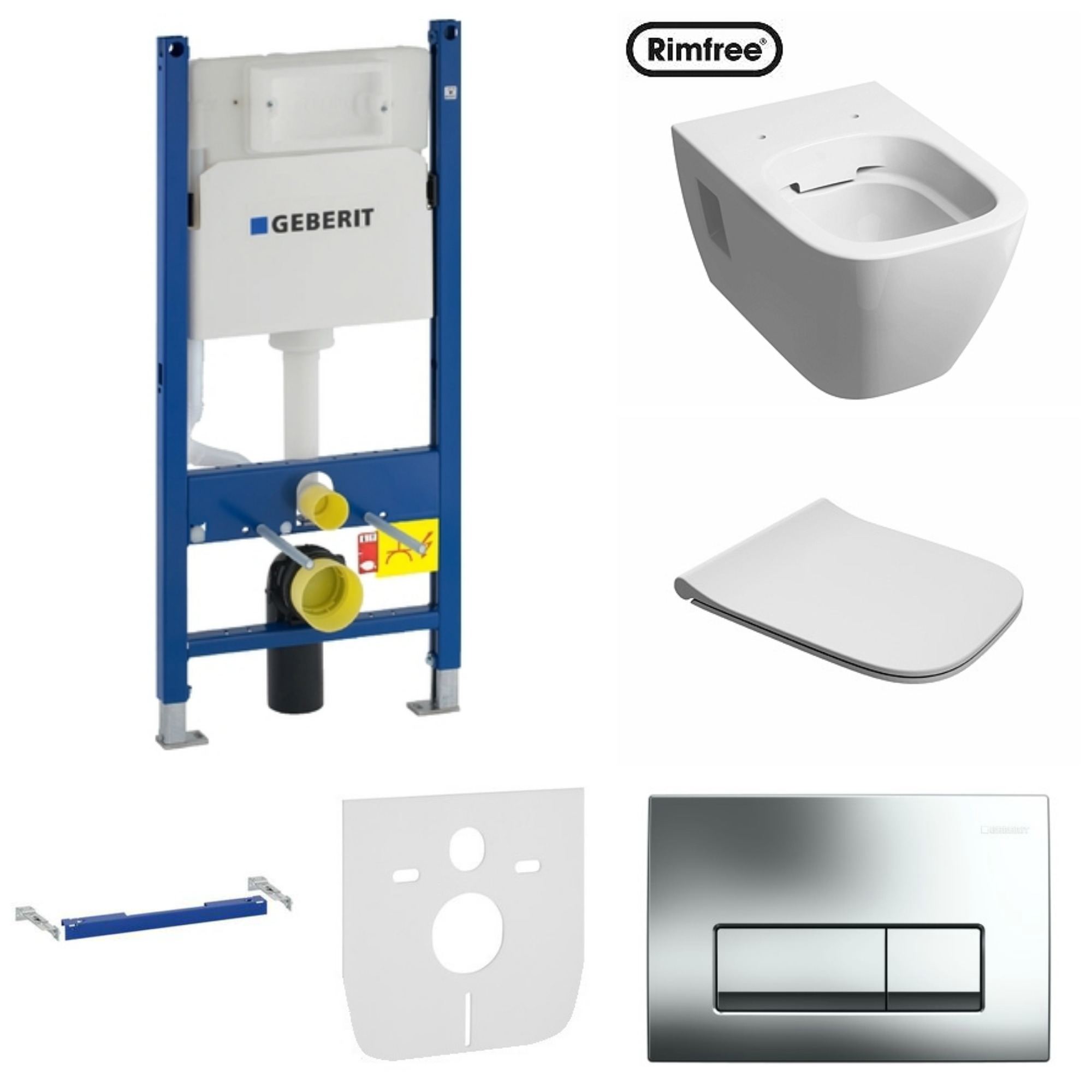 Podomietkový WC modul -  Geberit Duofix toaleta Modo Rimfree Delta Chrome