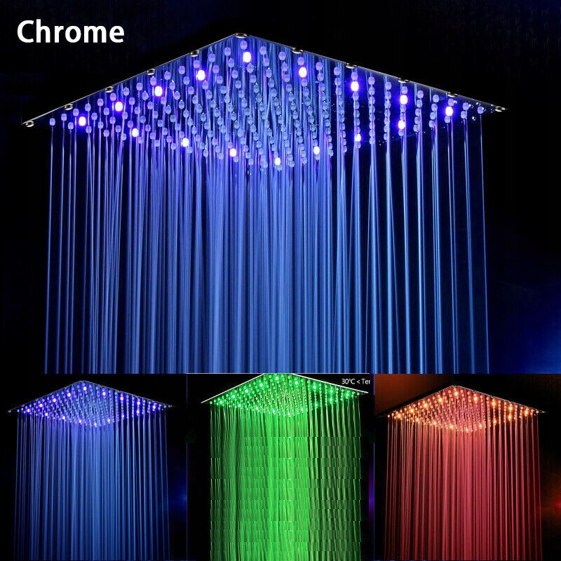 LED sprchová hlava chróm 40x40 cm dažďová sprcha