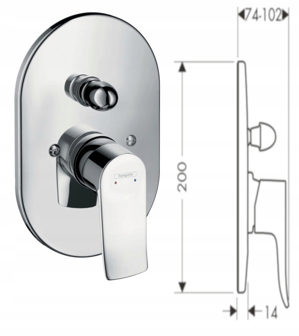 Vaňová batéria - HANSGROHE METRIS Batérie P / T 31484000