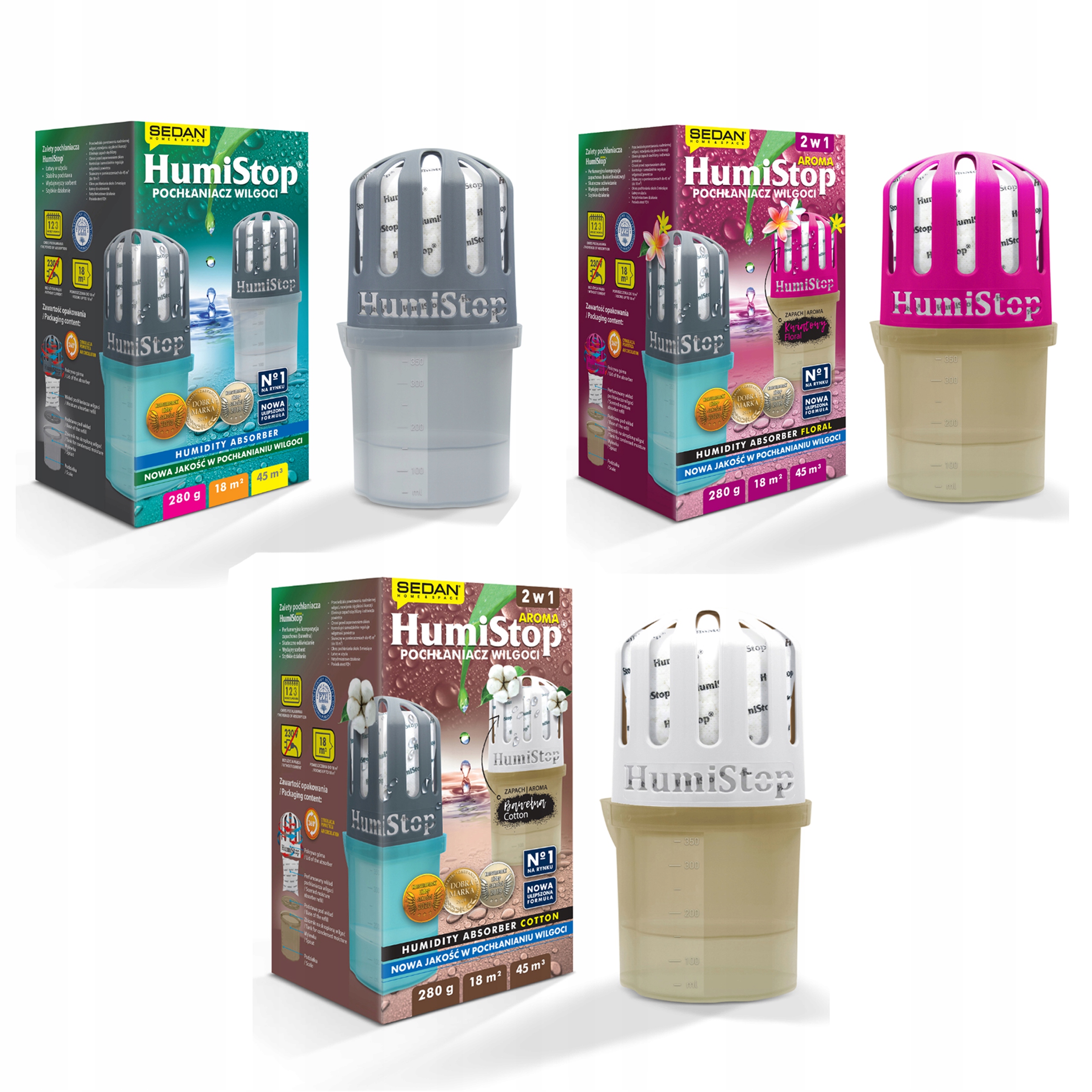 Pohlčovač vlhkosti - Humistop> 3x absorbér vlhkosti - 3 vône