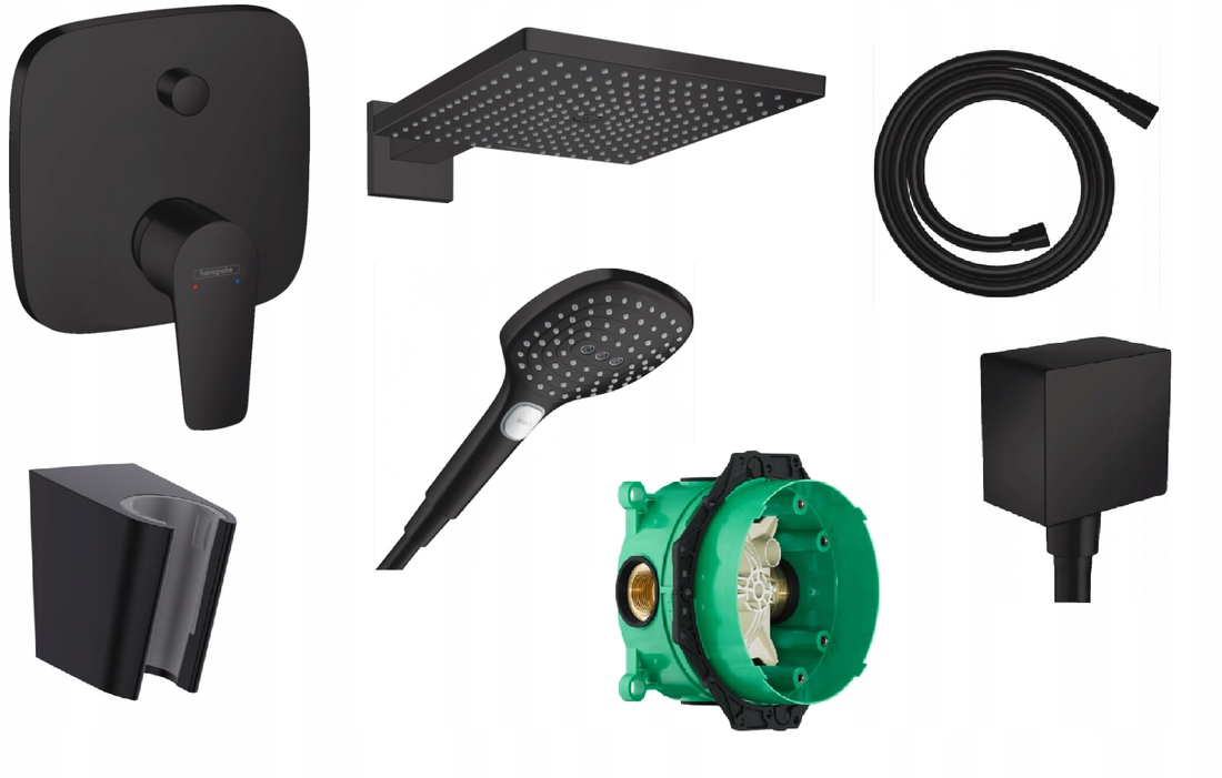 Hansgrohe skrytý súprava s dažďovou vodou, čierna