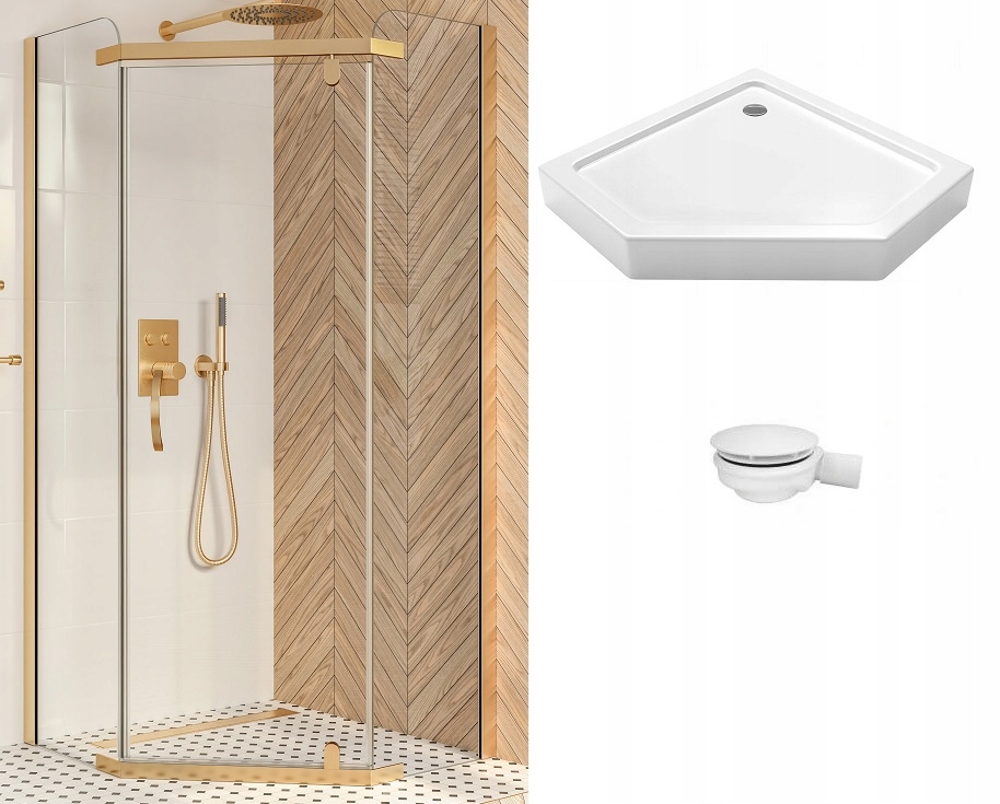 Sprchový kút, kabína - Zlatá pentagonálna kabína 80x80 Paddlingový bazén